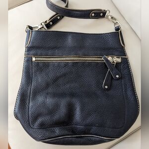Vintage Roots Navy Shoulder Leather Bag